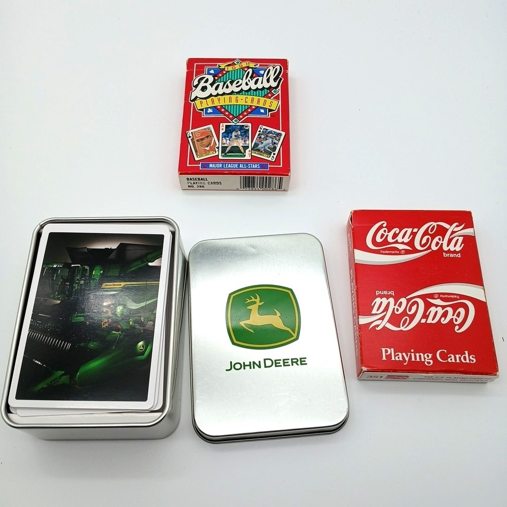 John Deere Playing Cards Collector Tin‎ Americana Coca Cola MLB 1991 Lot 3 decks